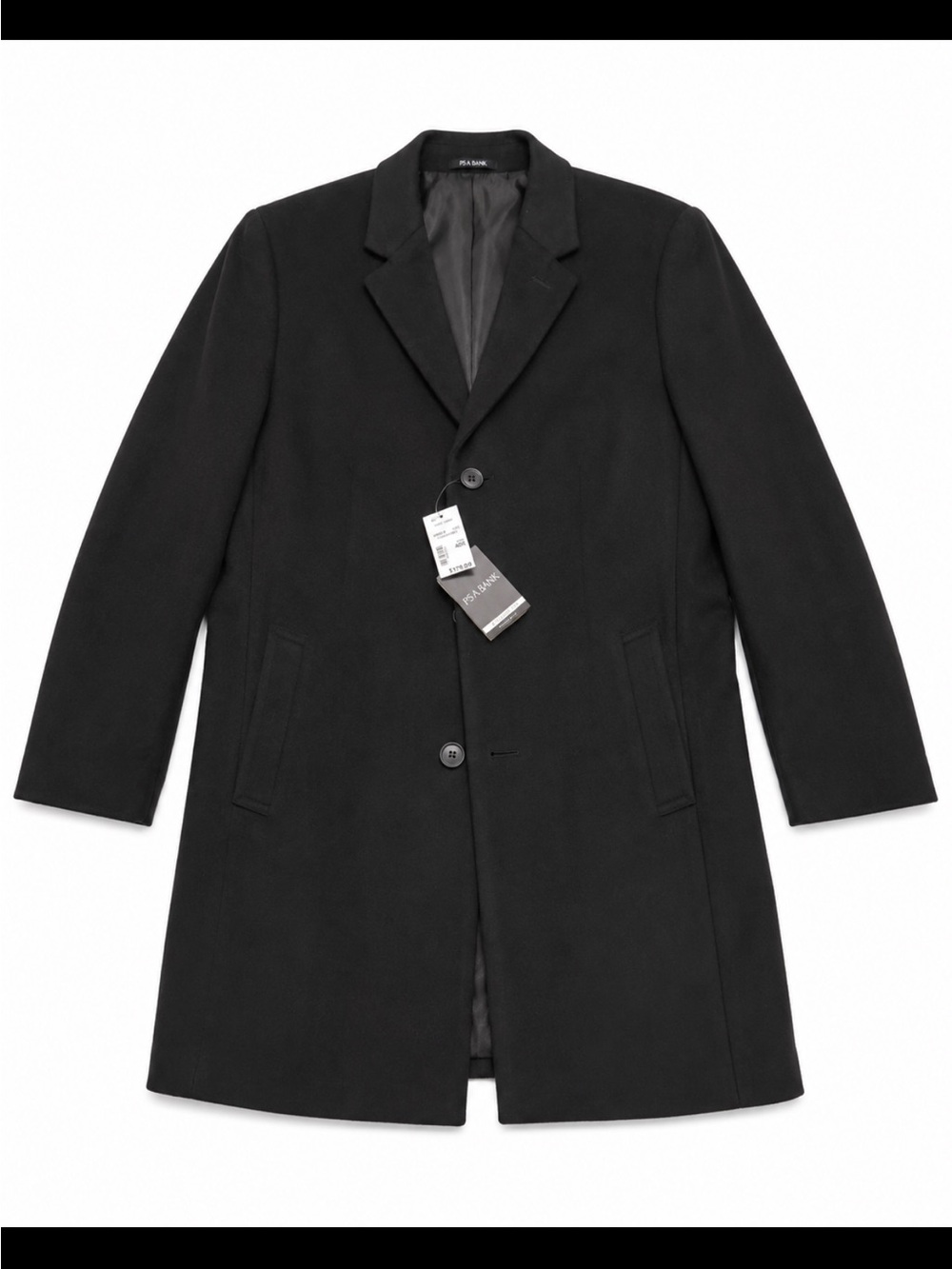 Jos. A. Bank Men's Black Single-Breasted Trench Coat